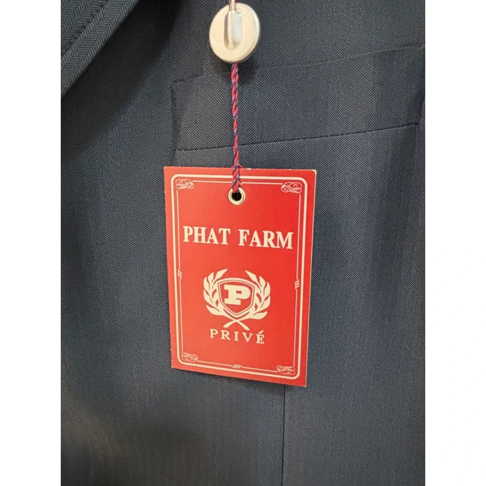 Phat Farm Prive Mens Blazer Suit‎ Jacket Navy Blue L40 Wool Touch Superior 160s